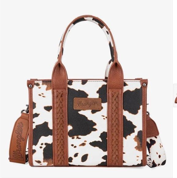 Wrangler Cow Print Tote Crossbody Bag - Brown - Picture 2 of 2